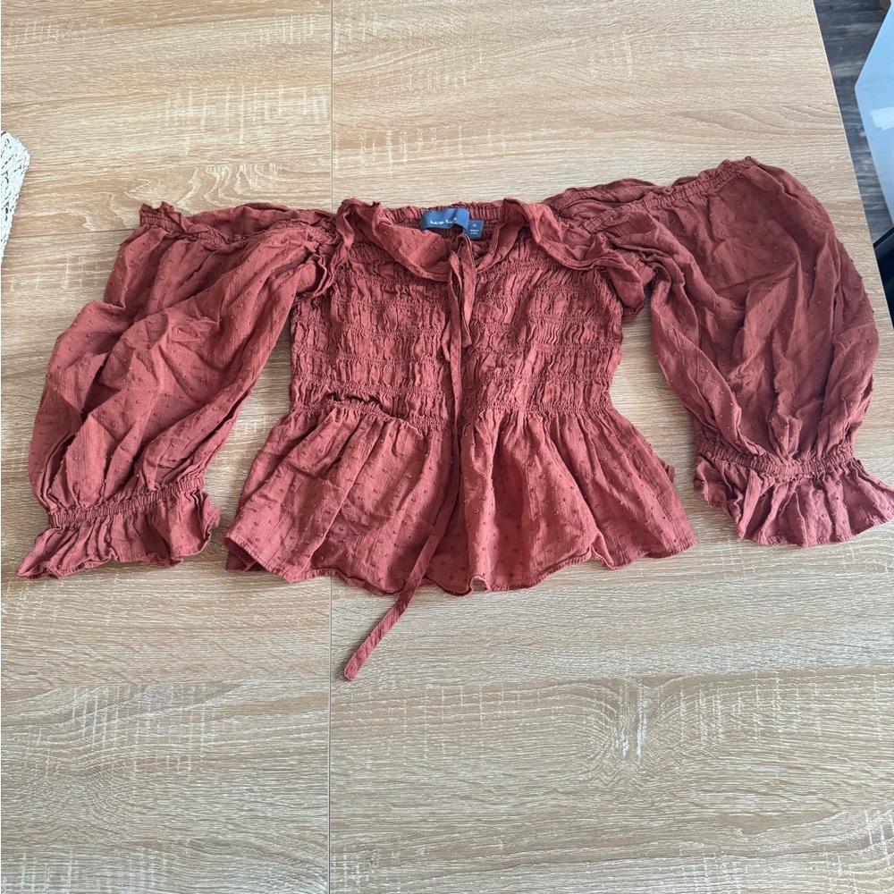 Indigo Rising Rust Off-Shoulder Top